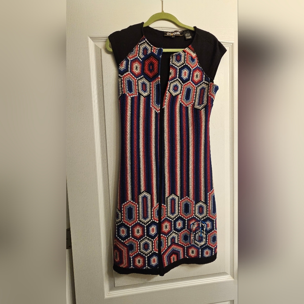 Desigual Multicolor Geometric Knit Dress